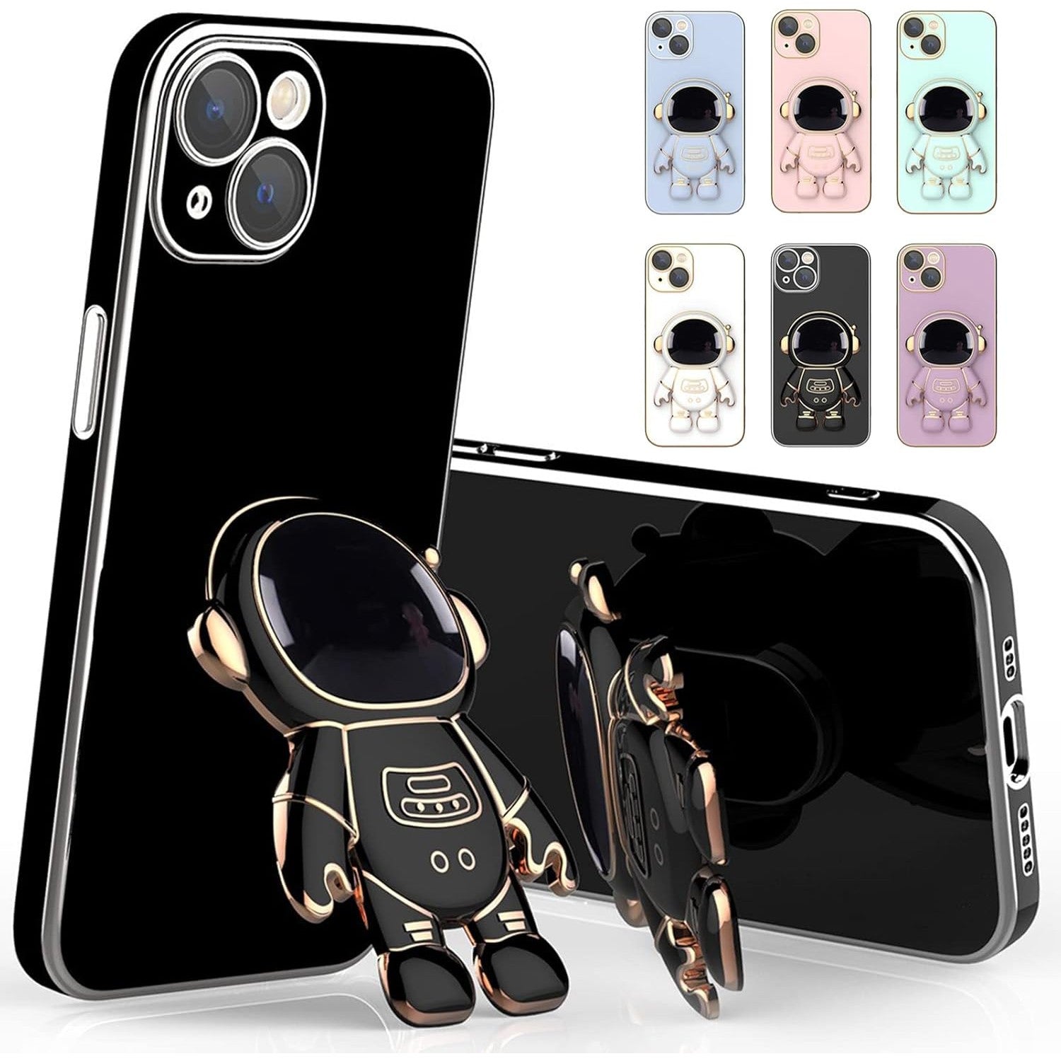Husa de Protectie TPU 2in1, Flippy, pentru Apple iPhone 15, Astronaut cu Suport, Antisoc, Rezistenta la Impact,