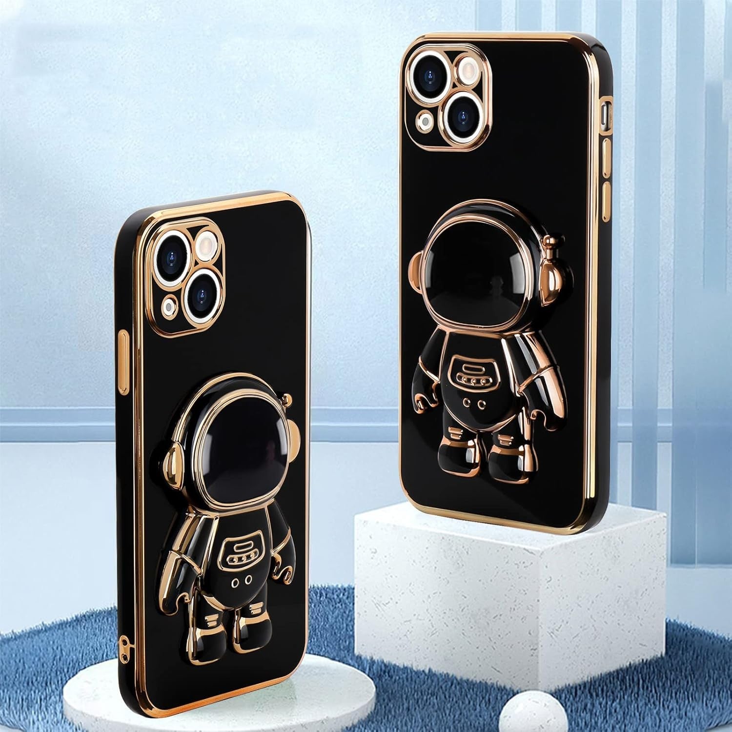 Husa de Protectie TPU 2in1, Flippy, pentru Apple iPhone 15, Astronaut cu Suport, Antisoc, Rezistenta la Impact,