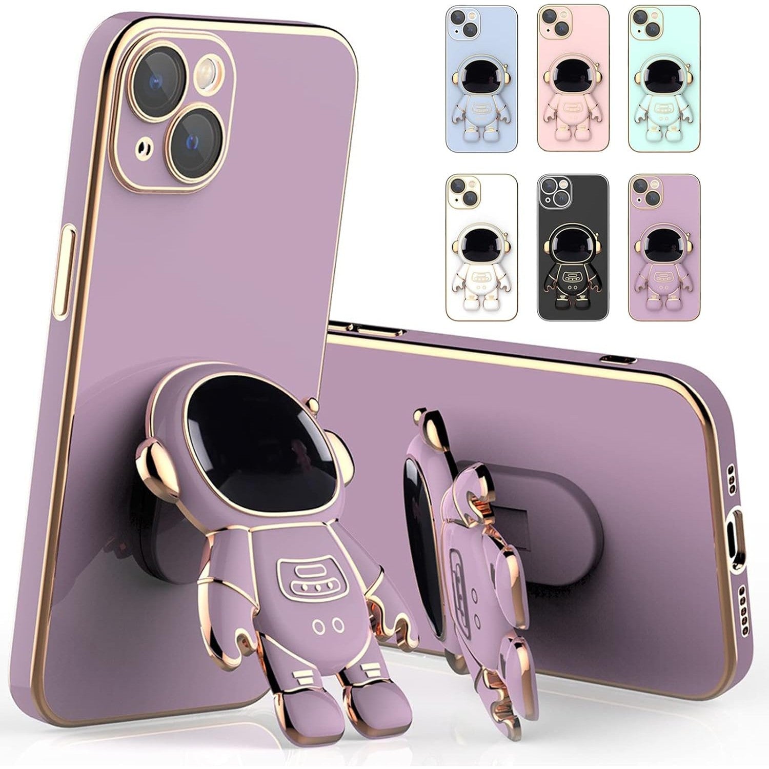 Husa de Protectie TPU 2in1, Flippy, pentru Apple iPhone 15 Plus, Astronaut cu Suport, Antisoc, Rezistenta la Impact,