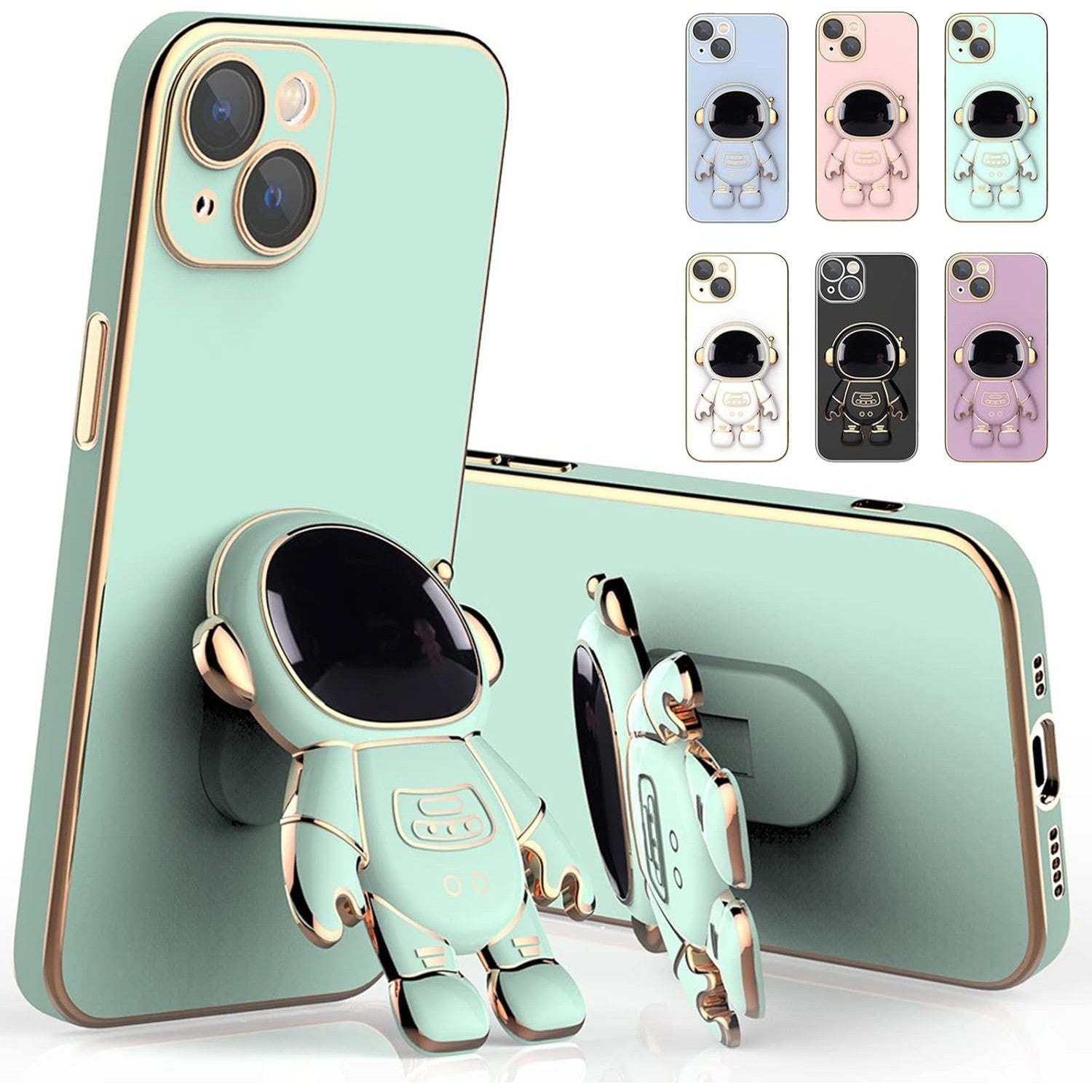 Husa de Protectie TPU 2in1, Flippy, pentru Apple iPhone 15 Plus, Astronaut cu Suport, Antisoc, Rezistenta la Impact,