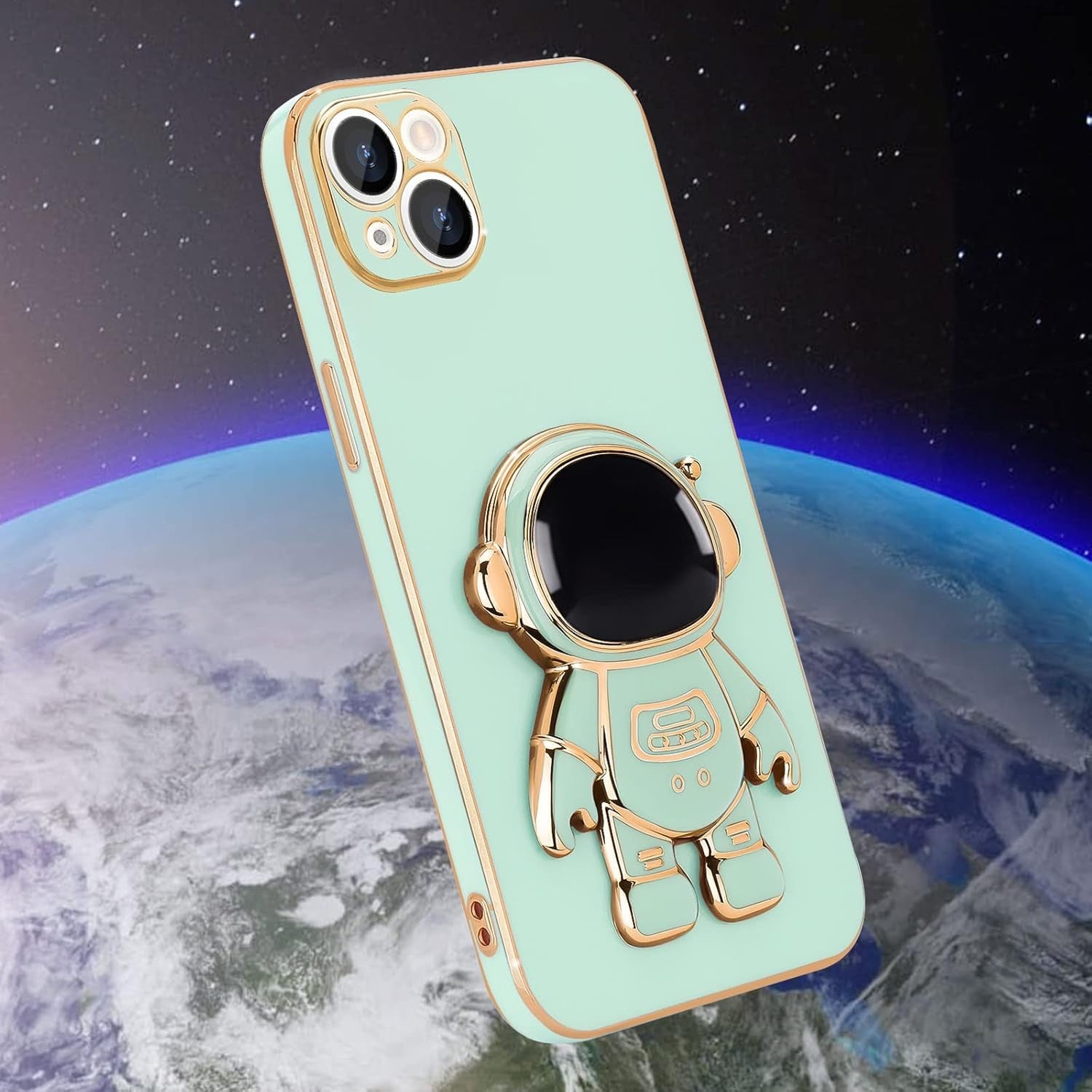 Husa de Protectie TPU 2in1, Flippy, pentru Apple iPhone 15 Plus, Astronaut cu Suport, Antisoc, Rezistenta la Impact,