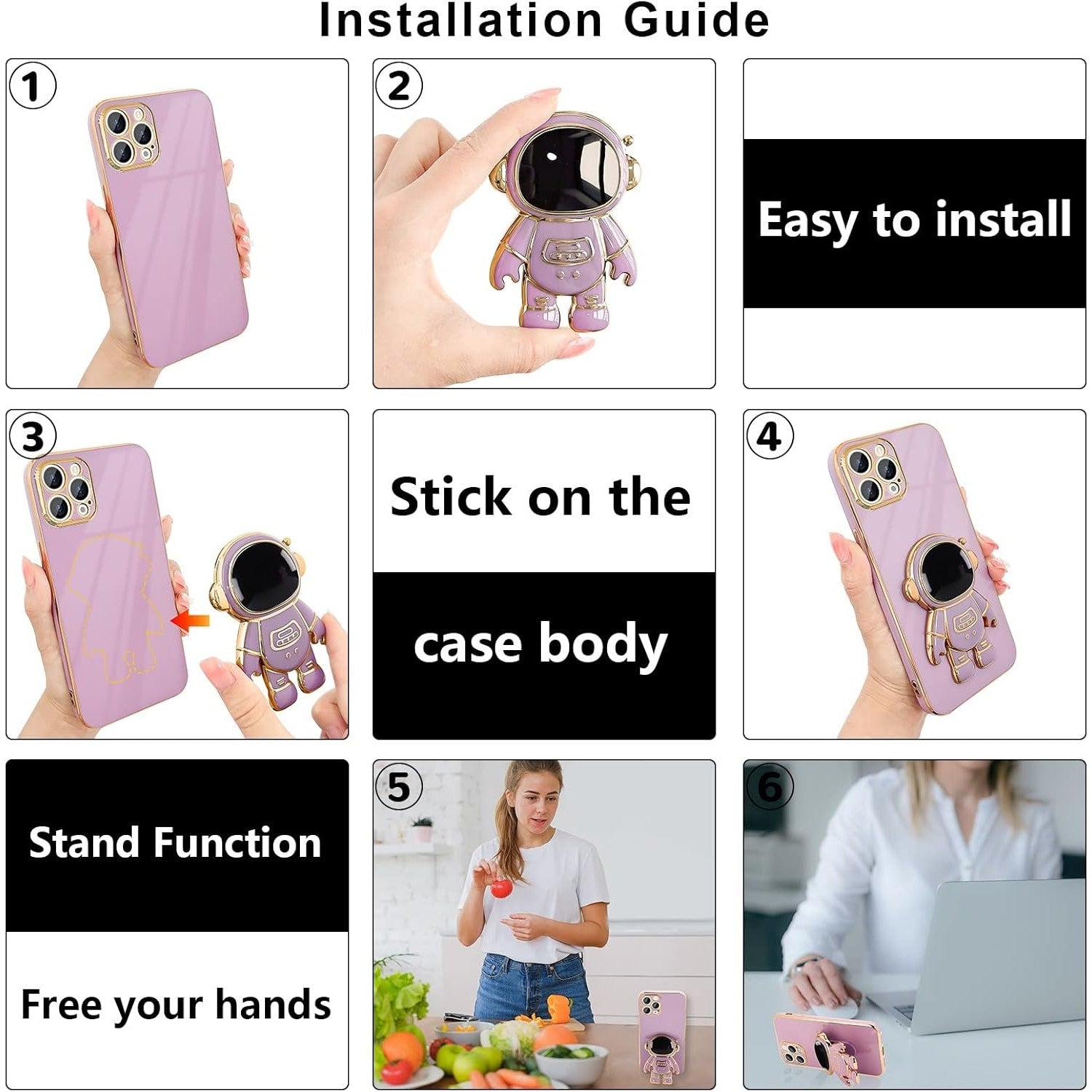 Husa de Protectie TPU 2in1, Flippy, pentru Apple iPhone 15 Pro, Astronaut cu Suport, Antisoc, Rezistenta la Impact,