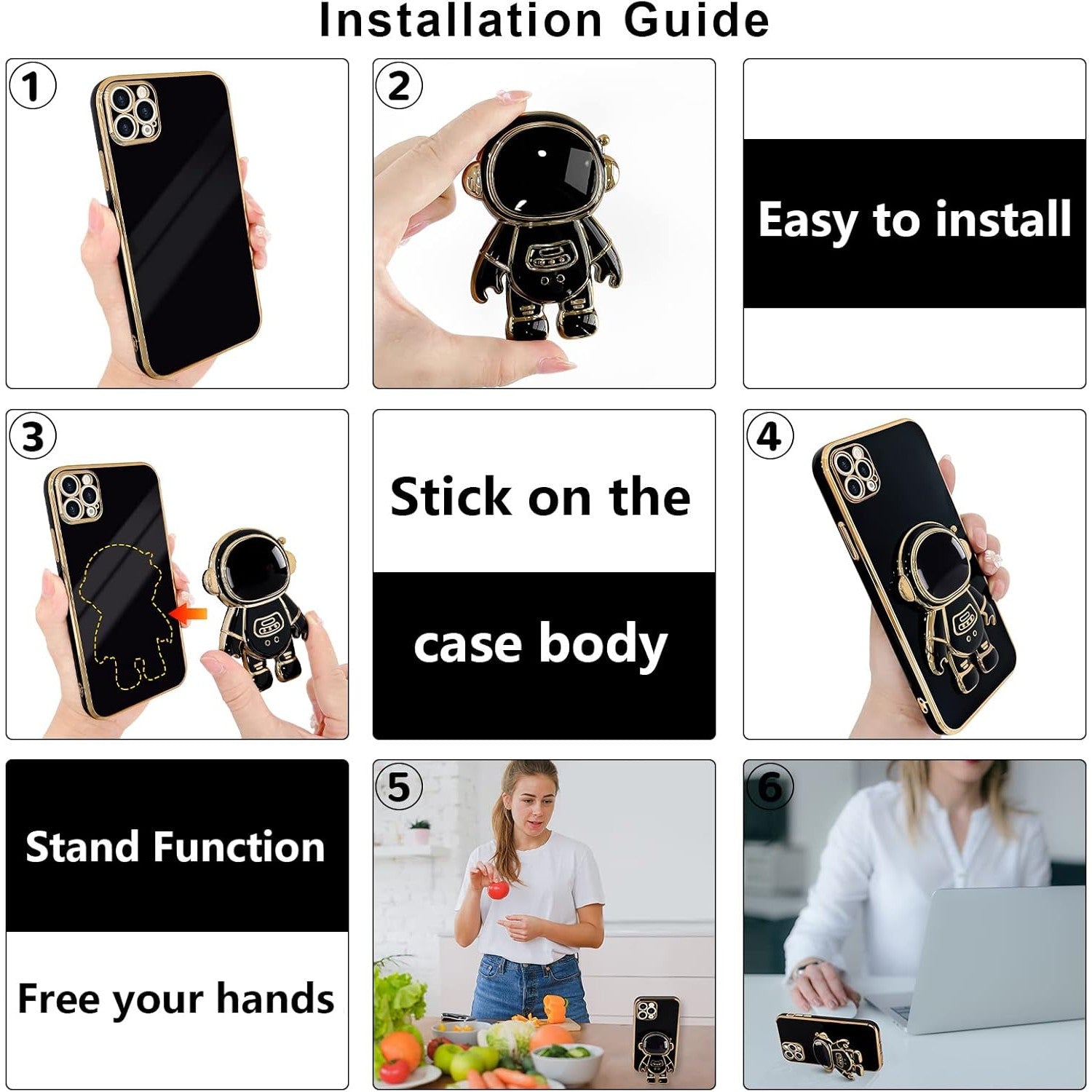 Husa de Protectie TPU 2in1, Flippy, pentru Apple iPhone 15 Pro Max, Astronaut cu Suport, Antisoc, Rezistenta la Impact,