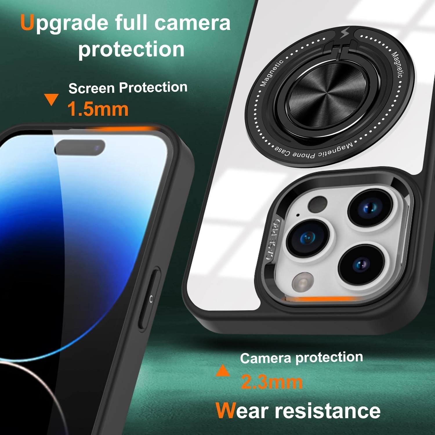 Husa de Protectie TPU, Flippy, pentru iPhone 16 Pro, Anticadere, cu Incarcare Wireless, Tehnologie Magsafe, Inel