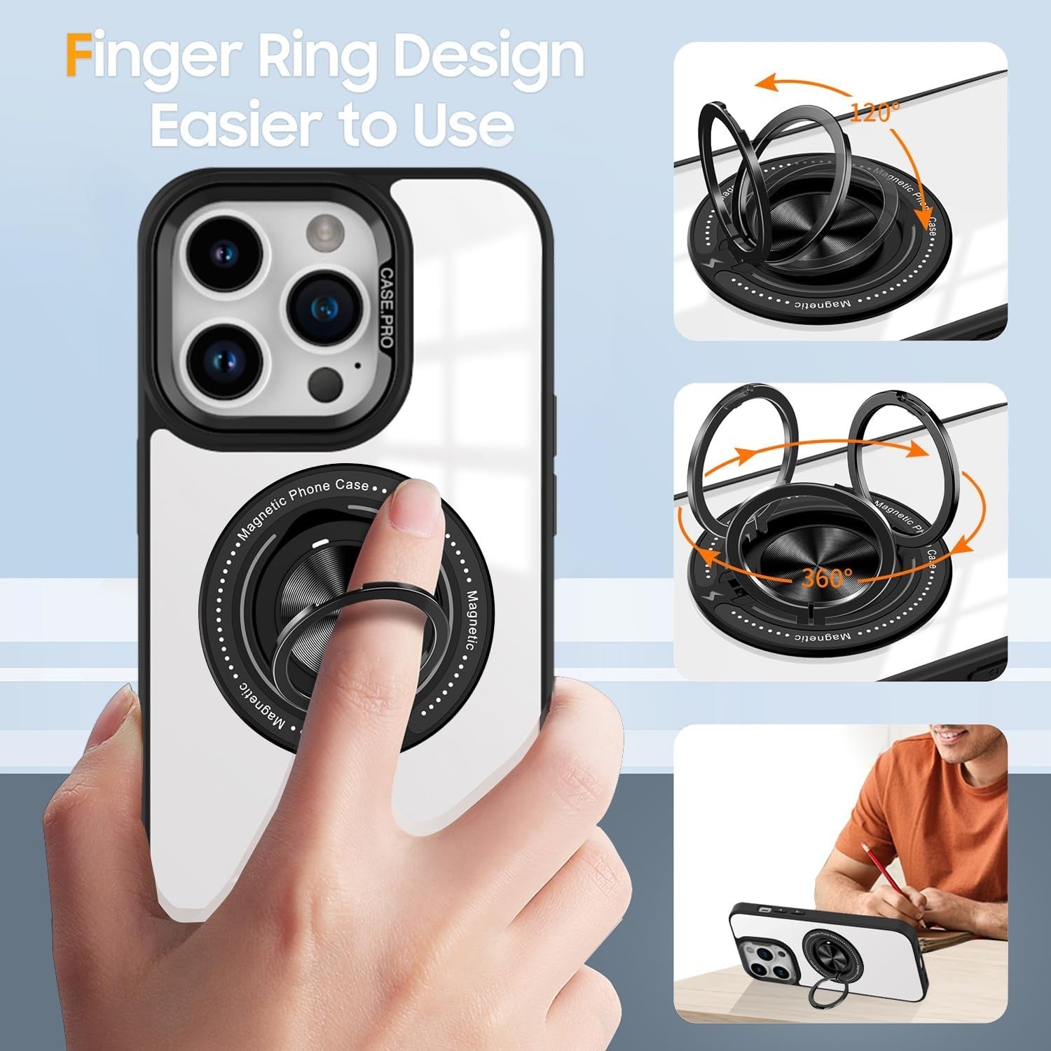 Husa de Protectie TPU, Flippy, pentru iPhone 16 Pro, Anticadere, cu Incarcare Wireless, Tehnologie Magsafe, Inel