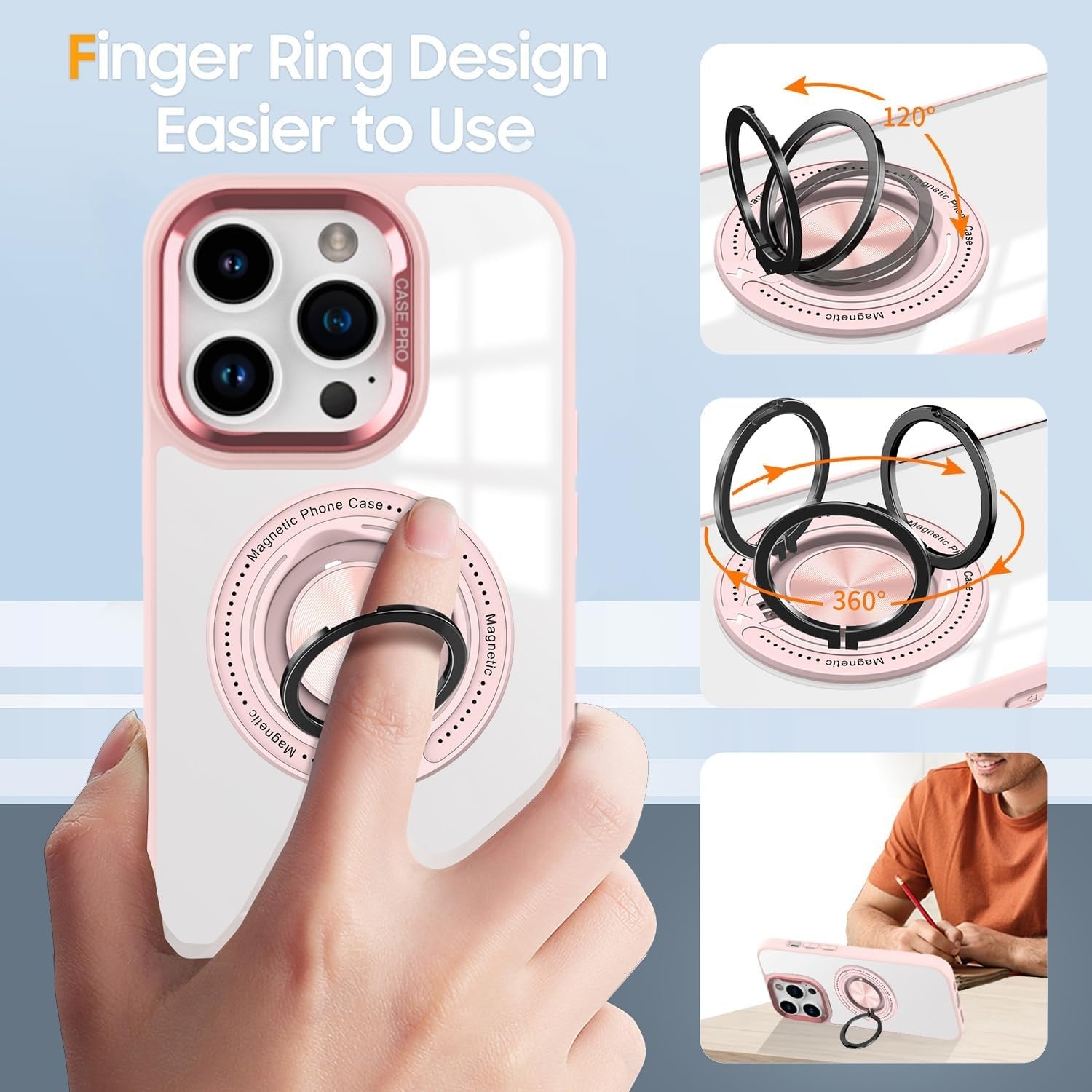 Husa de Protectie TPU, Flippy, pentru iPhone 16 Pro, Anticadere, cu Incarcare Wireless, Tehnologie Magsafe, Inel