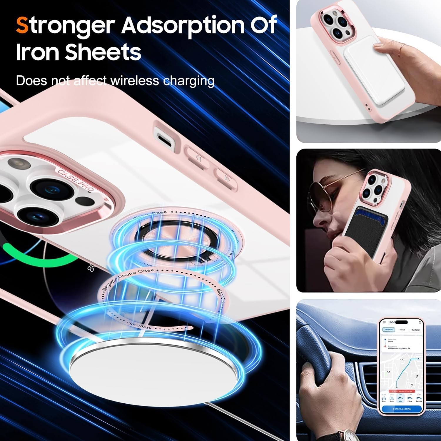 Husa de Protectie TPU, Flippy, pentru iPhone 16 Pro, Anticadere, cu Incarcare Wireless, Tehnologie Magsafe, Inel