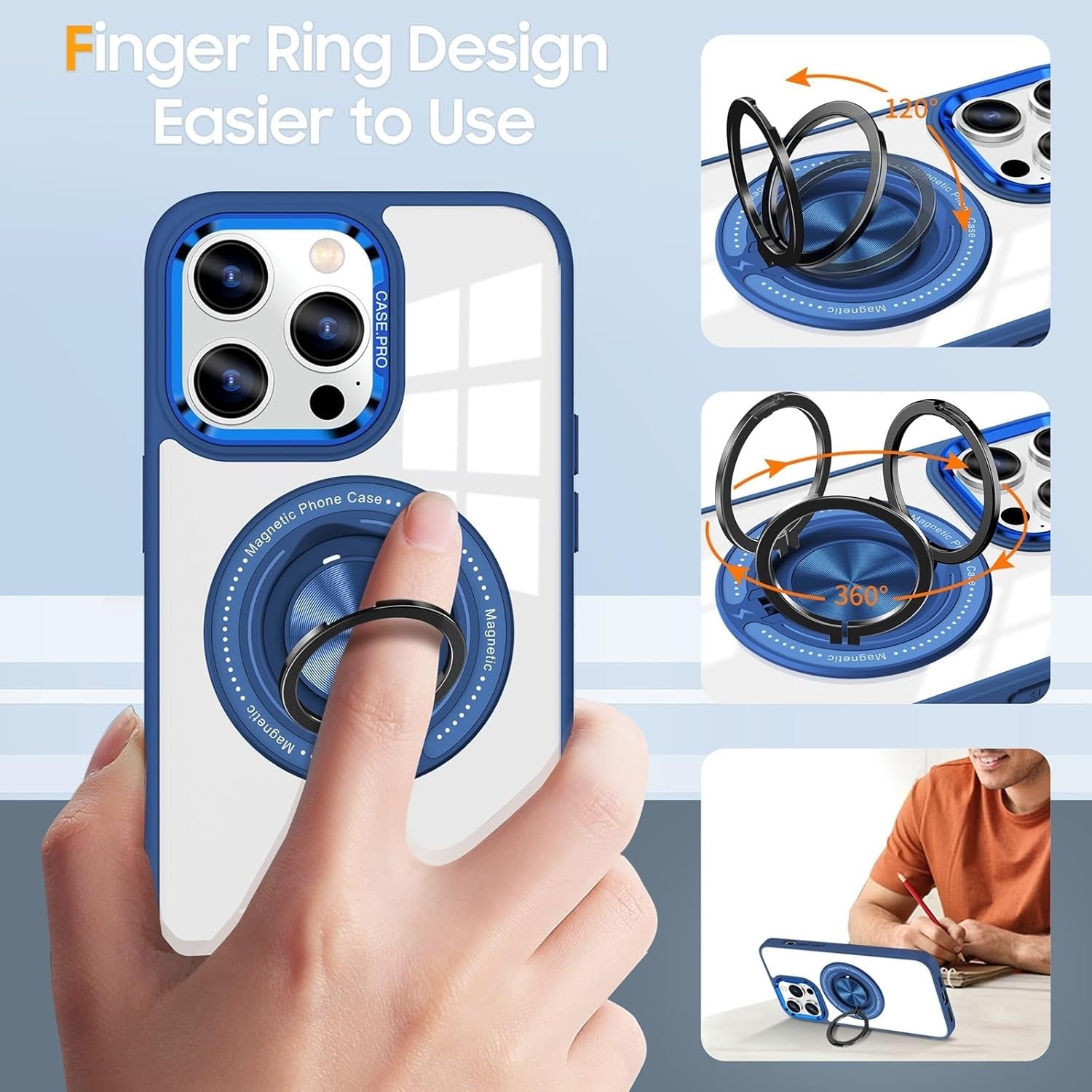Husa de Protectie TPU, Flippy, pentru iPhone 16 Pro, cu Incarcare Wireless, Tehnologie Magsafe, Inel Magnetic Rotativ