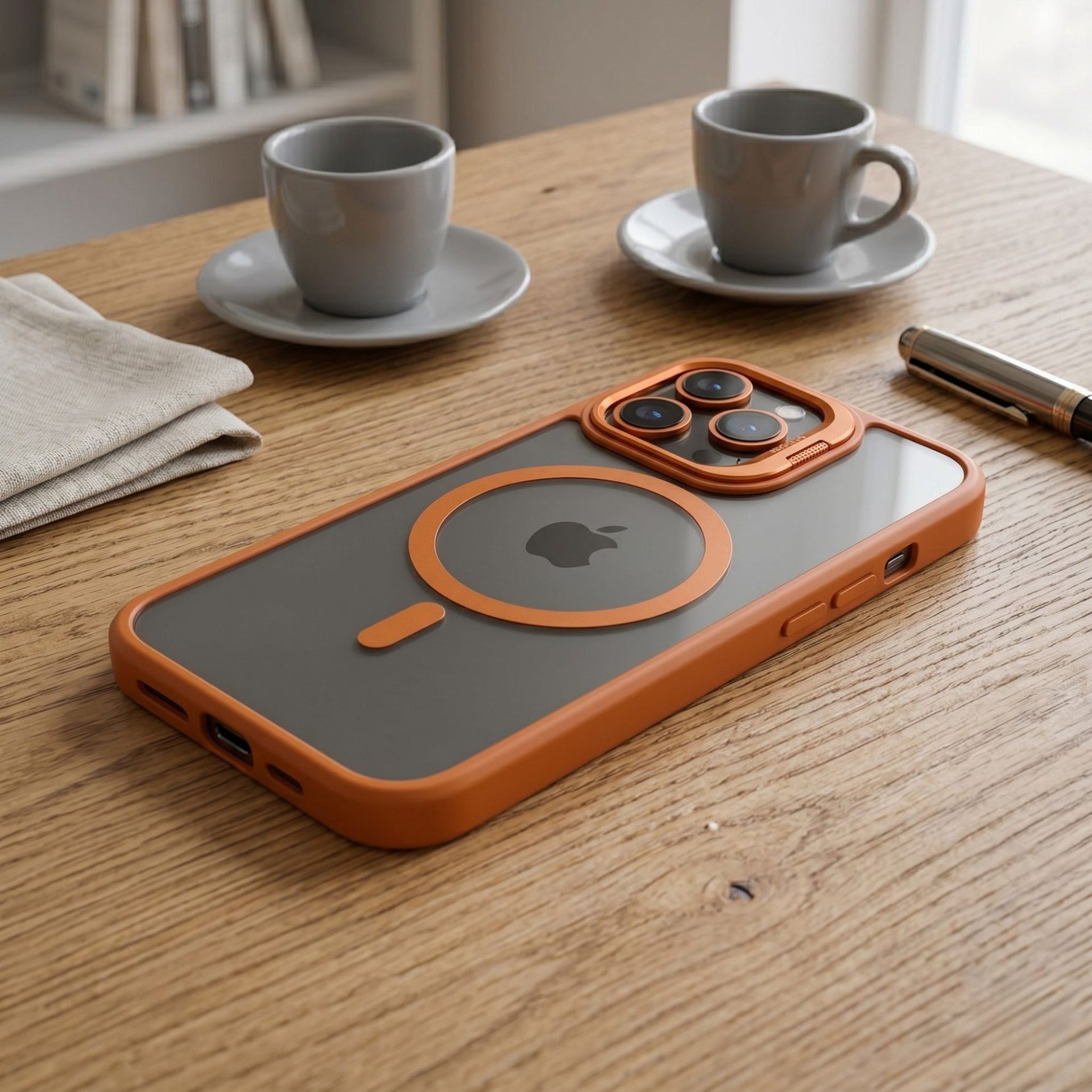 Husa de Protectie Telefon, Flippy, Compatibila cu iPhone 17 Pro, MagSafe, Acrylic, Suport Metalic Protectie Camera,