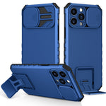 Husa Defender cu Stand pentru iPhone 11 Pro, Albastru, Suport reglabil, Antisoc, Protectie glisanta pentru camera,