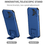 Husa Defender cu Stand pentru iPhone 11 Pro, Albastru, Suport reglabil, Antisoc, Protectie glisanta pentru camera,