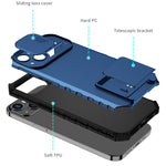 Husa Defender cu Stand pentru iPhone 11 Pro Max, Albastru, Suport reglabil, Antisoc, Protectie glisanta pentru camera,