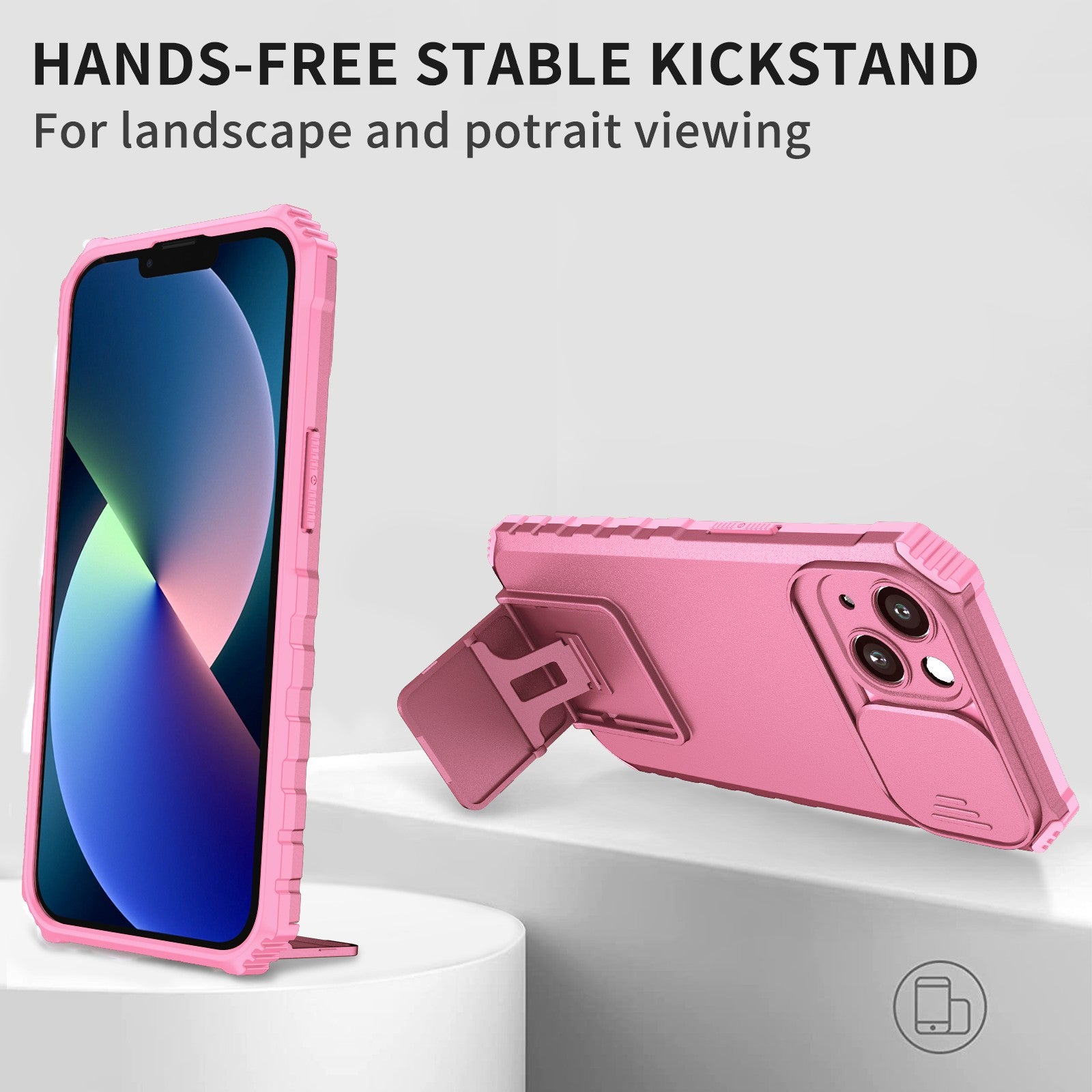 Husa Defender cu Stand pentru iPhone 11 Pro Max, Roz, Suport reglabil, Antisoc, Protectie glisanta pentru camera, Flippy