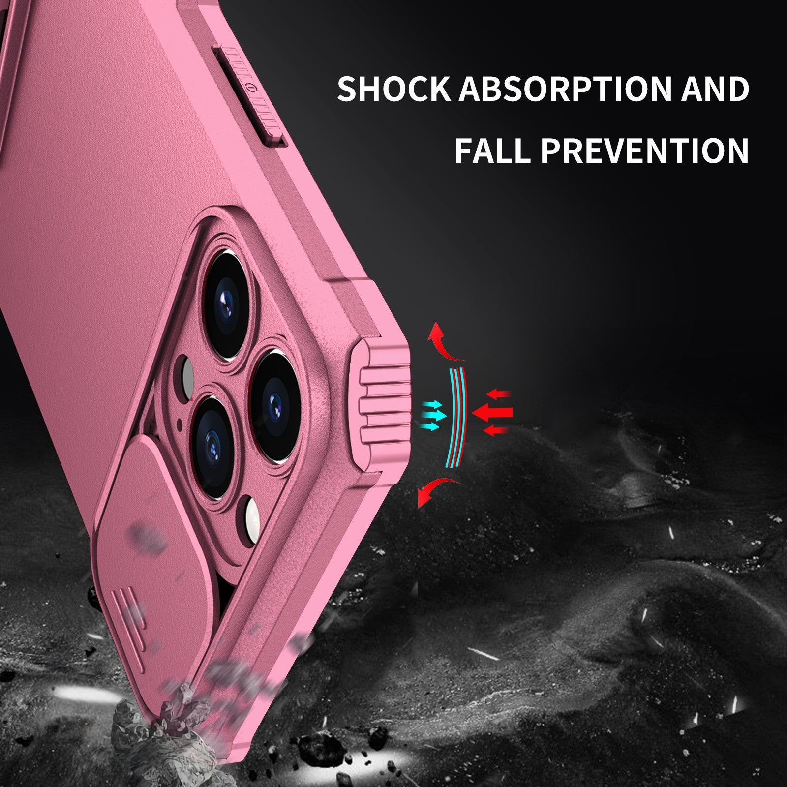 Husa Defender cu Stand pentru iPhone 12 Pro Max, Roz, Suport reglabil, Antisoc, Protectie glisanta pentru camera, Flippy