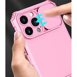 Husa Defender cu Stand pentru iPhone 12, Roz, Suport reglabil, Antisoc, Protectie glisanta pentru camera, Flippy