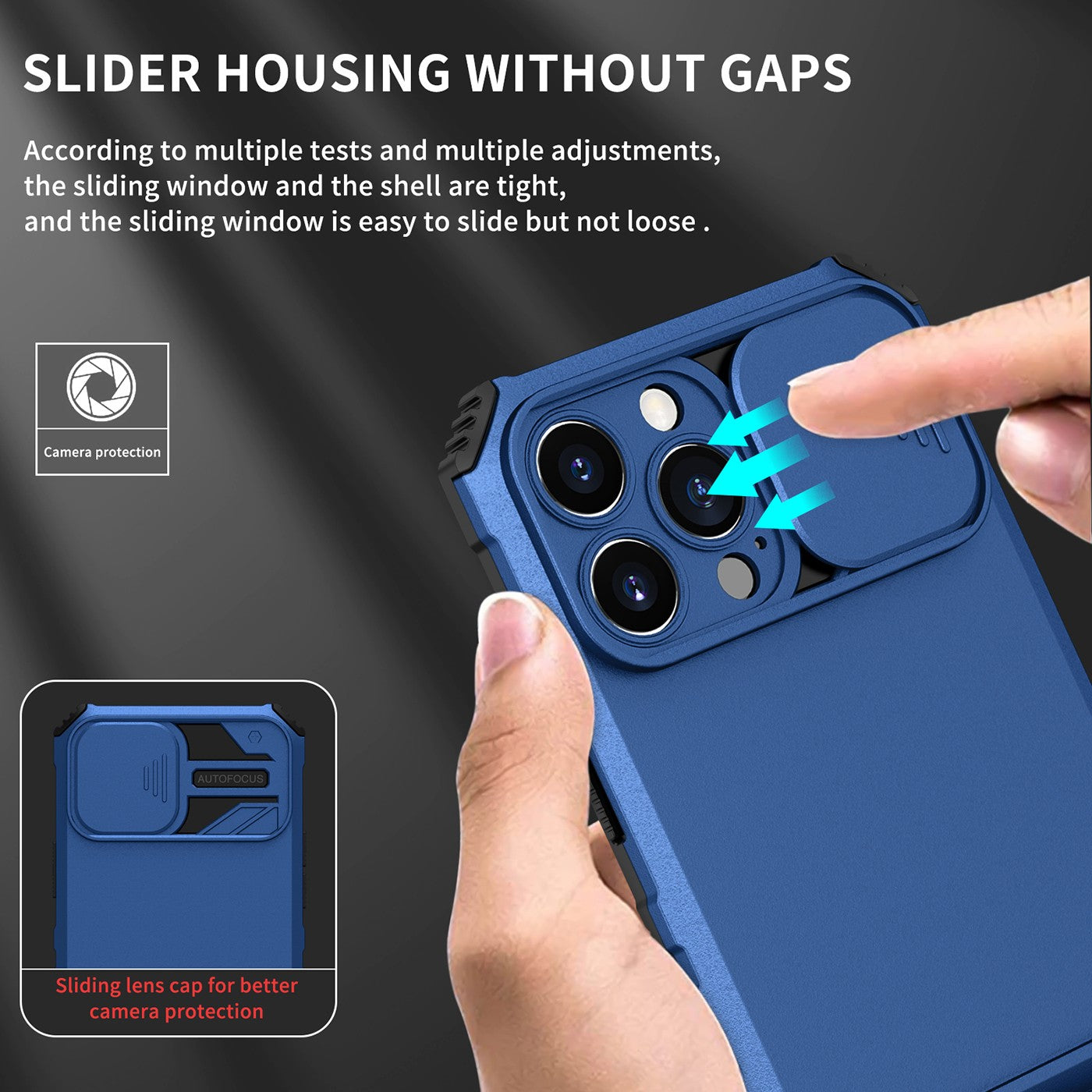 Husa Defender cu Stand pentru iPhone 13 Pro, Albastru, Suport reglabil, Antisoc, Protectie glisanta pentru camera,