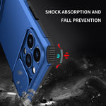 Husa Defender cu Stand pentru iPhone 13 Pro Max, Albastru, Suport reglabil, Antisoc, Protectie glisanta pentru camera,