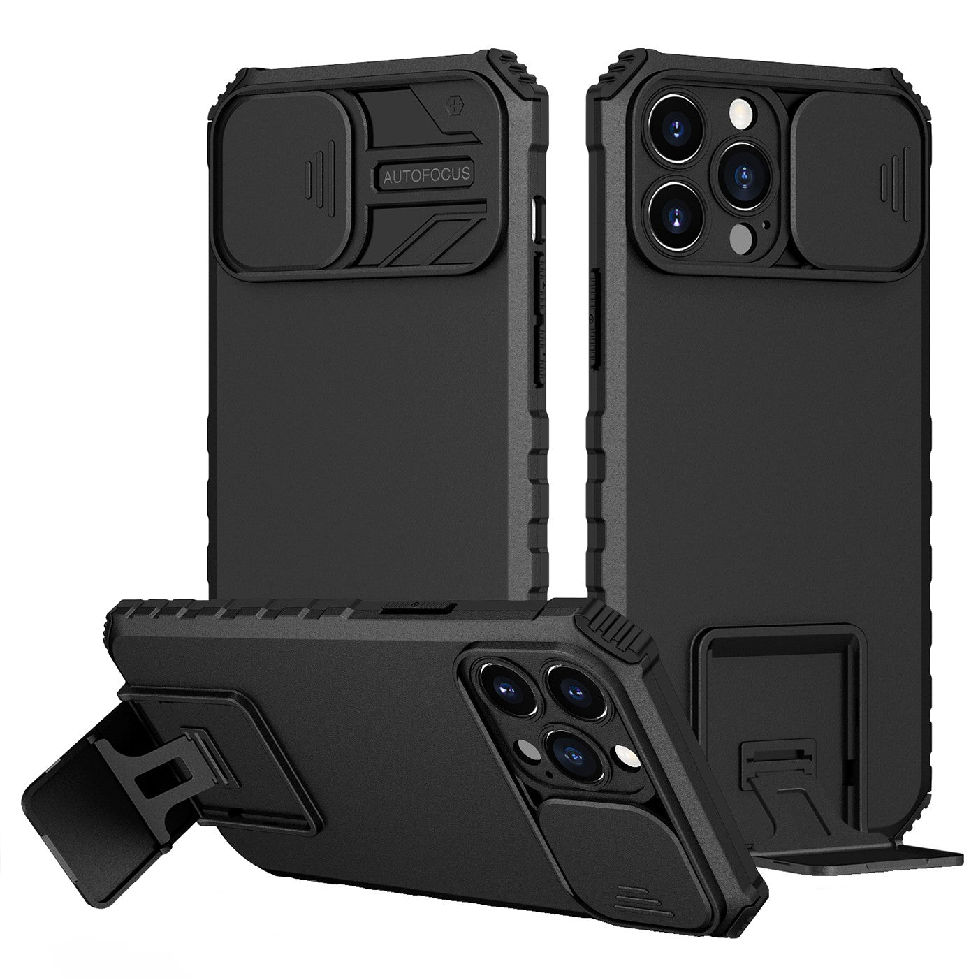 Husa Defender cu Stand pentru Samsung Galaxy A02s/ A03s, Negru, Suport reglabil, Antisoc, Protectie glisanta pentru