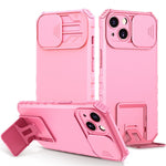 Husa Defender cu Stand pentru Samsung Galaxy A03, Roz, Suport reglabil, Antisoc, Protectie glisanta pentru camera,