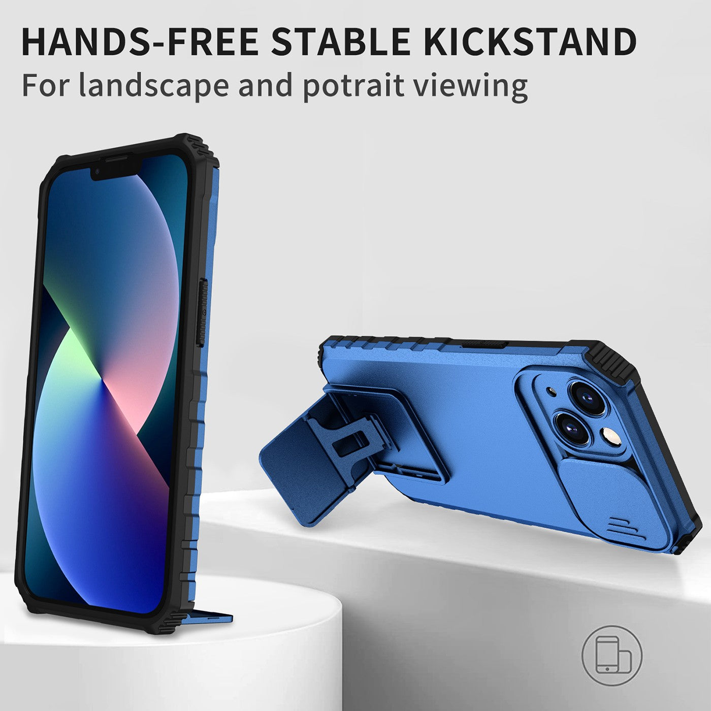 Husa Defender cu Stand pentru Samsung Galaxy S22 Plus, Albastru, Suport reglabil, Antisoc, Protectie glisanta pentru