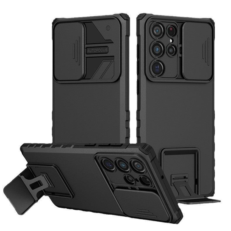 Husa Defender cu Stand pentru Samsung Galaxy S24 FE, Flippy, Suport reglabil, Antisoc, Protectie glisanta pentru