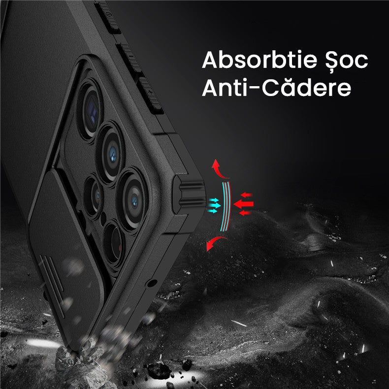 Husa Defender cu Stand pentru Samsung Galaxy S24 FE, Flippy, Suport reglabil, Antisoc, Protectie glisanta pentru