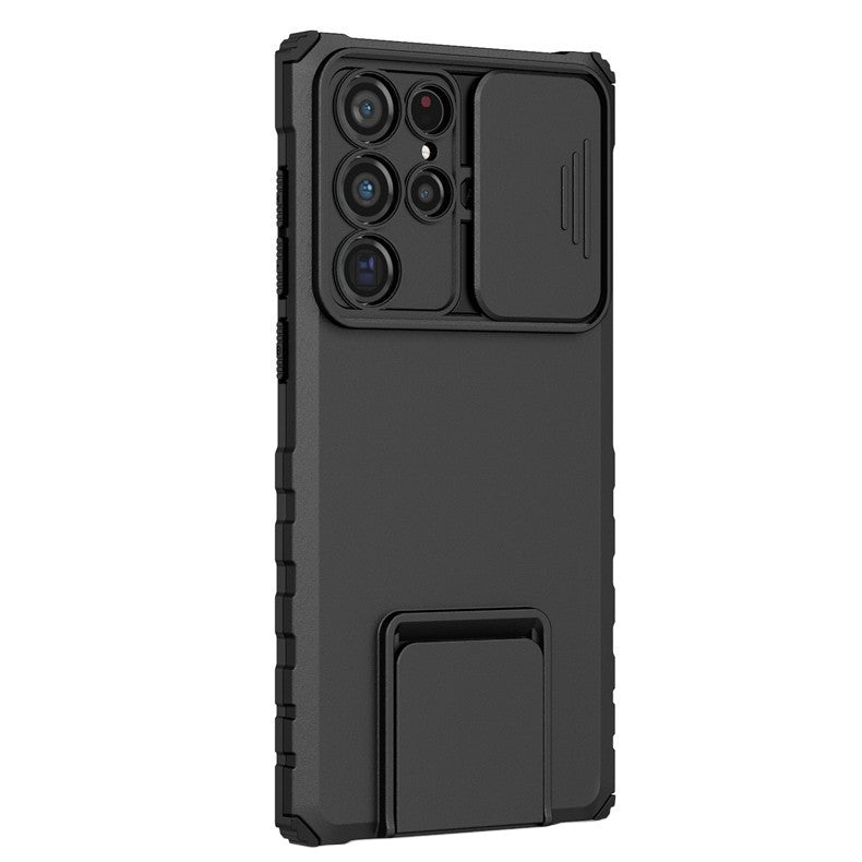 Husa Defender cu Stand pentru Samsung Galaxy S24 FE, Flippy, Suport reglabil, Antisoc, Protectie glisanta pentru