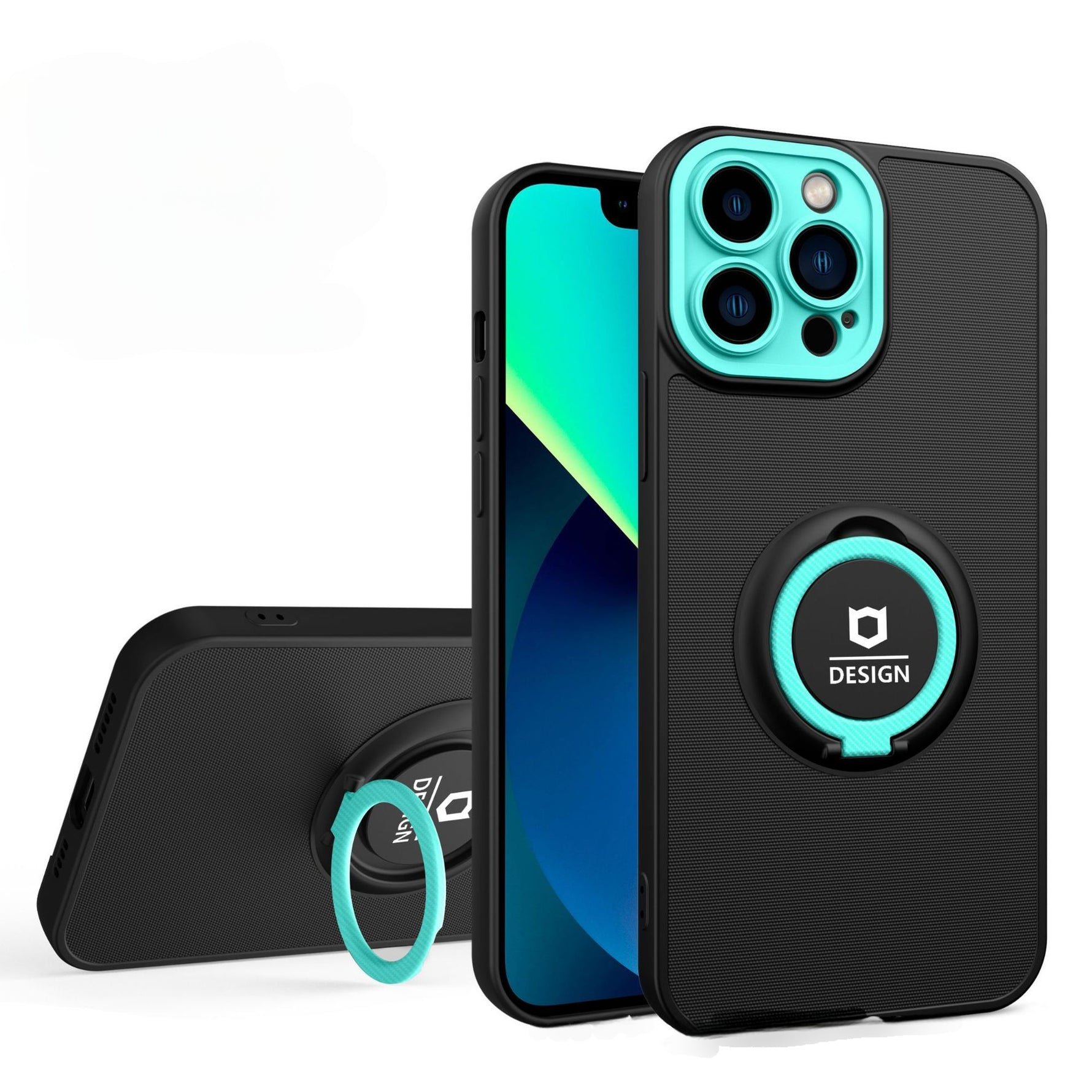 Husa Eagle Eye cu Stand pentru Apple iPhone 14 Pro (6.1) Negru/Turcoaz, Suport Auto Magnetic, Protectie Antisoc, Flippy