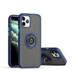 Husa Anti Fall Metal Bracket pentru Apple iPhone 14 Pro, Rezistenta la socuri, Margini colorate, Cu inel de prindere