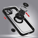 Husa Anti Fall Metal Bracket pentru Apple iPhone 14 Pro Max, Rezistenta la socuri, Margini colorate, Cu inel de