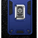 Husa Iron Warriors pentru iPhone 14, Flippy, Hybrid Ring Holder Kickstand, Albastru inchis