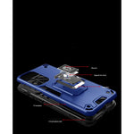 Husa Iron Warriors pentru iPhone 14 Pro, Flippy, Hybrid Ring Holder Kickstand, Albastru inchis