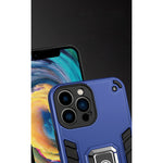 Husa Iron Warriors pentru iPhone 12, Flippy, Hybrid Ring Holder Kickstand, Albastru inchis