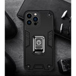 Husa Iron Warriors pentru iPhone 12, Flippy, Hybrid Ring Holder Kickstand, Negru