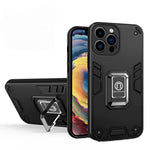Husa Iron Warriors pentru iPhone 12, Flippy, Hybrid Ring Holder Kickstand, Negru