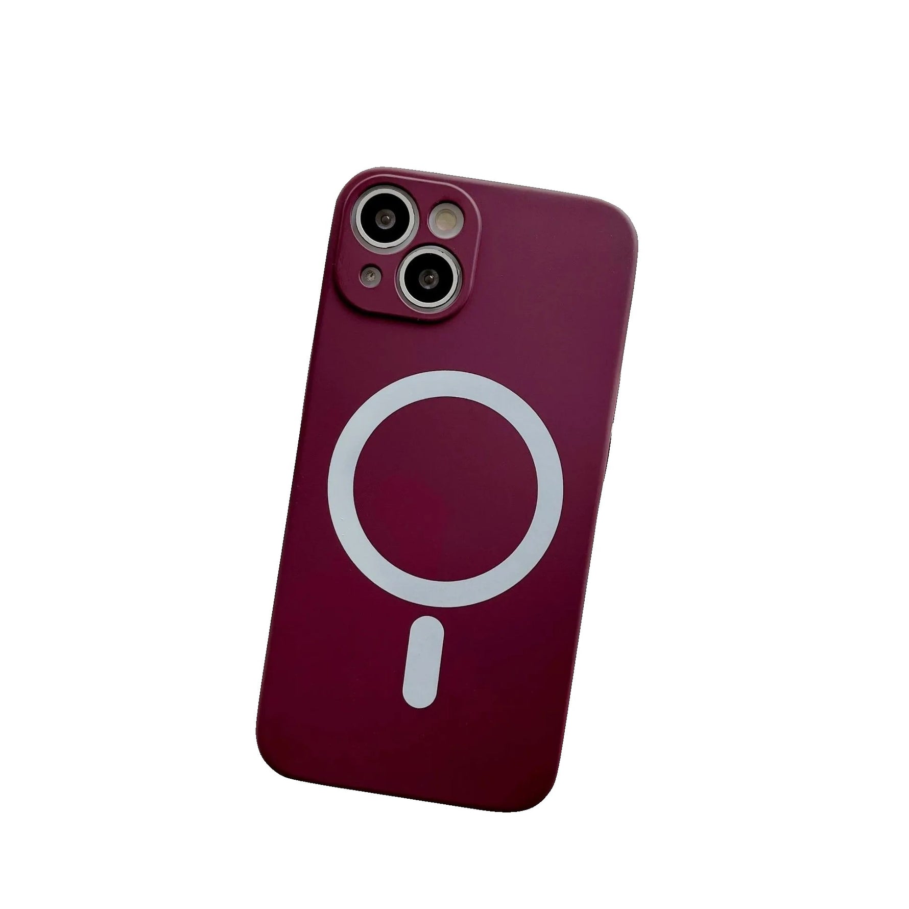 Husa MagSafe pentru Apple iPhone 12, Silicon, Protectie pentru camera, Magnetica, Incarcare Wireless, Flippy, Visiniu