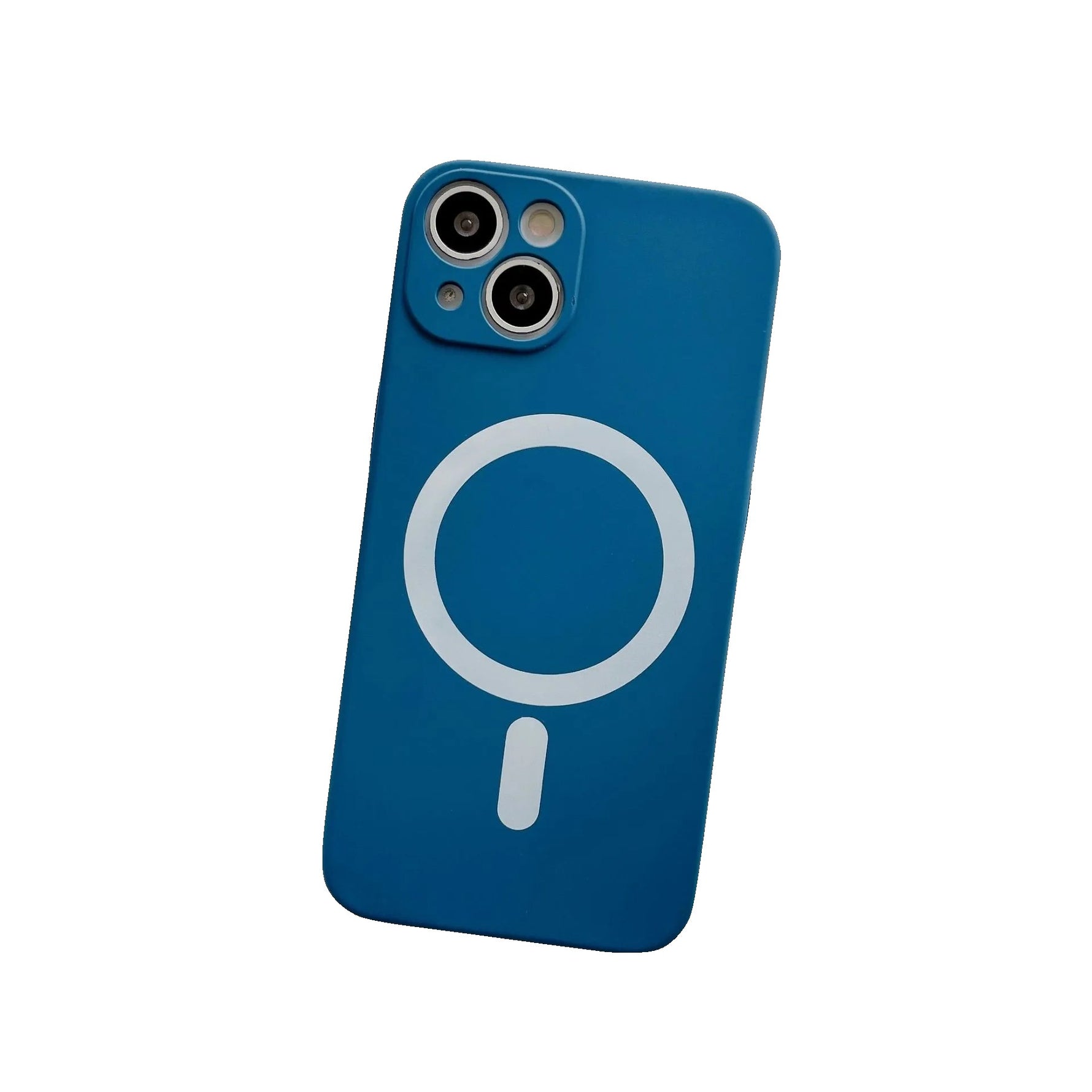 Husa MagSafe pentru Apple iPhone 13, Silicon, Protectie pentru camera, Magnetica, Incarcare Wireless, Flippy, Albastru
