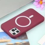Husa MagSafe liquid large hole magnetic shell pentru Apple iPhone 14 Pro, Full Cover, Liquid Silicone, Magnetica,