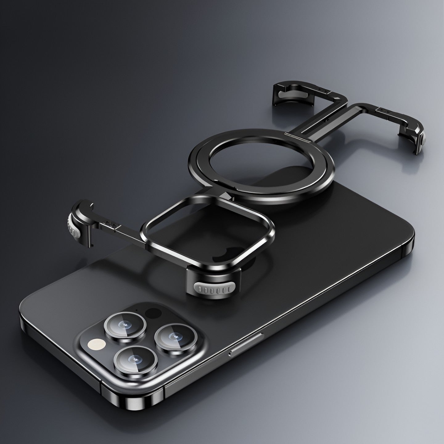 Husa MagSafe Metalica Compatibila cu iPhone 15 Pro, Flippy, Clear Case, Aliaj de Aluminiu, cu Magnet, fara Rama,