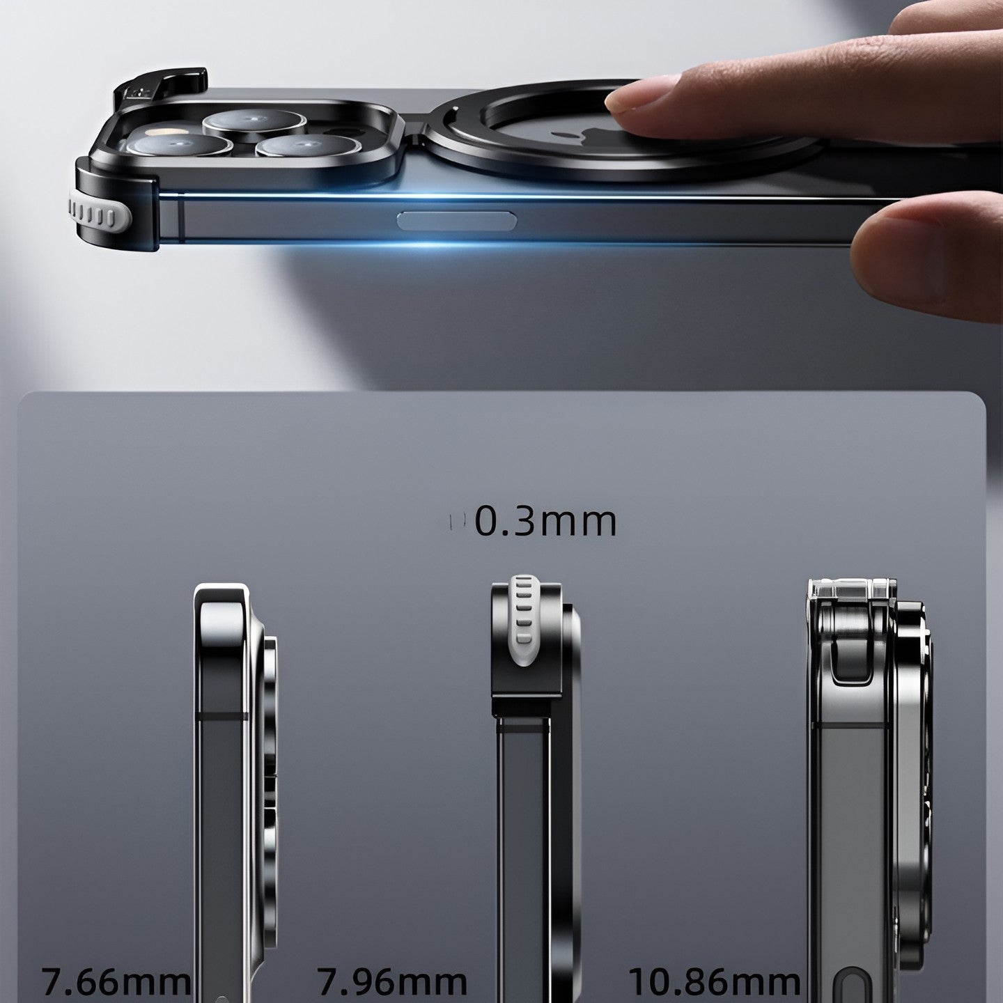 Husa MagSafe Metalica Compatibila cu iPhone 15 Pro, Flippy, Clear Case, Aliaj de Aluminiu, cu Magnet, fara Rama,