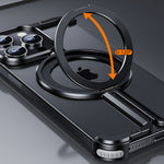 Husa MagSafe Metalica Compatibila cu iPhone 15 Pro, Flippy, Clear Case, Aliaj de Aluminiu, cu Magnet, fara Rama,