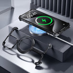 Husa MagSafe Metalica Compatibila cu iPhone 15 Pro, Flippy, Clear Case, Aliaj de Aluminiu, cu Magnet, fara Rama,