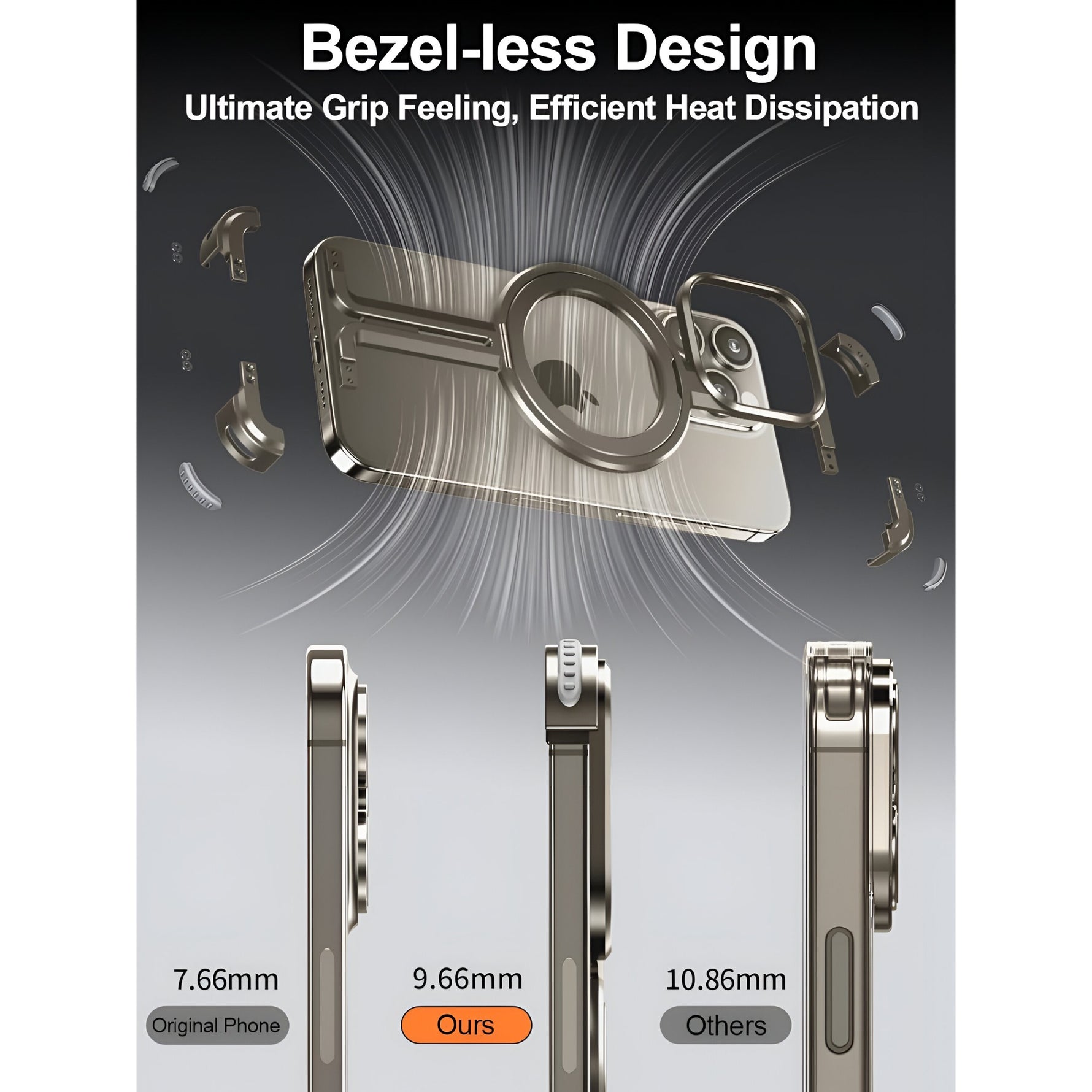 Husa MagSafe Metalica Compatibila cu iPhone 15 Pro, Flippy, Clear Case, Aliaj de Aluminiu, cu Magnet, fara Rama,