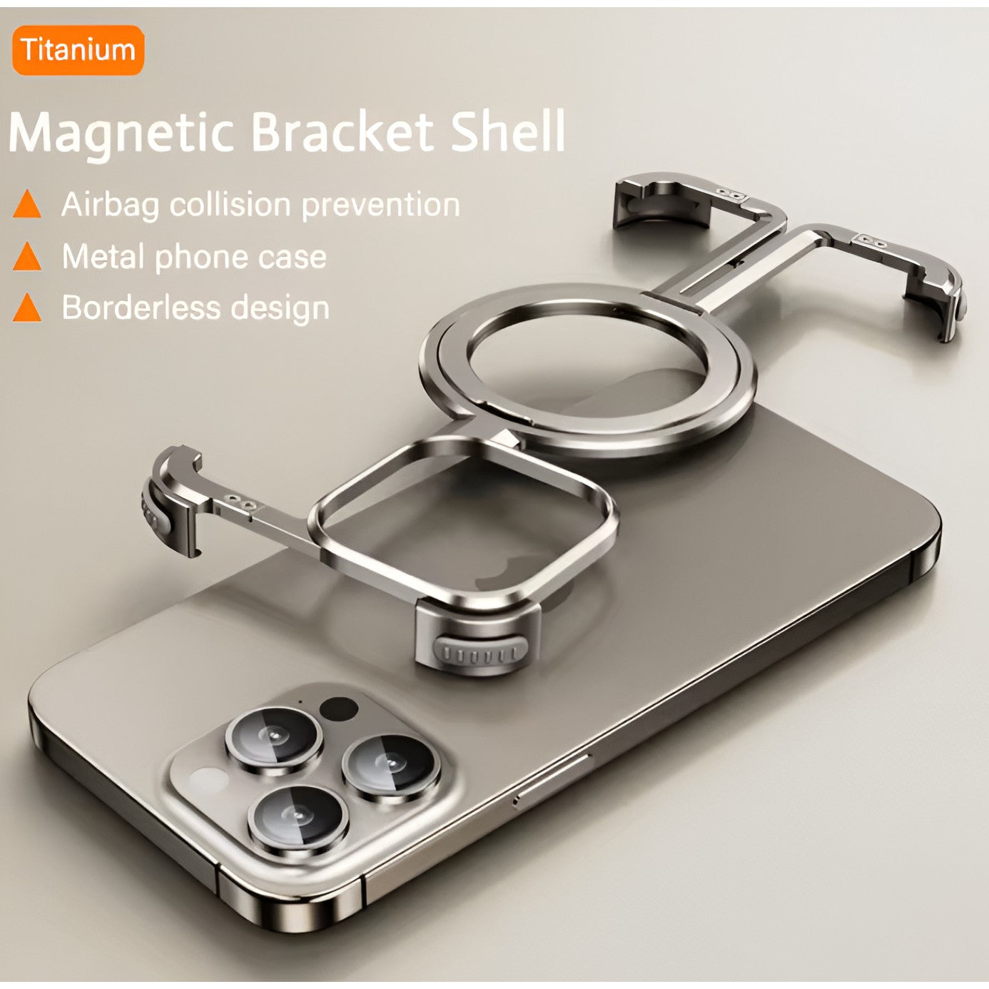 Husa MagSafe Metalica Compatibila cu iPhone 15 Pro, Flippy, Clear Case, Aliaj de Aluminiu, cu Magnet, fara Rama,