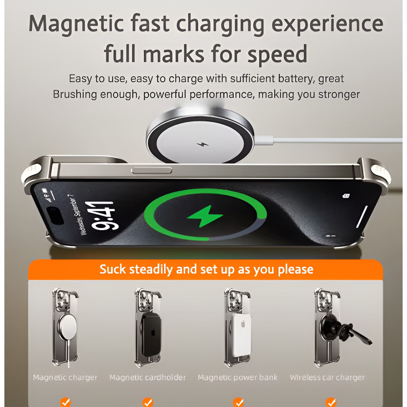 Husa MagSafe Metalica Compatibila cu iPhone 15 Pro, Flippy, Clear Case, Aliaj de Aluminiu, cu Magnet, fara Rama,