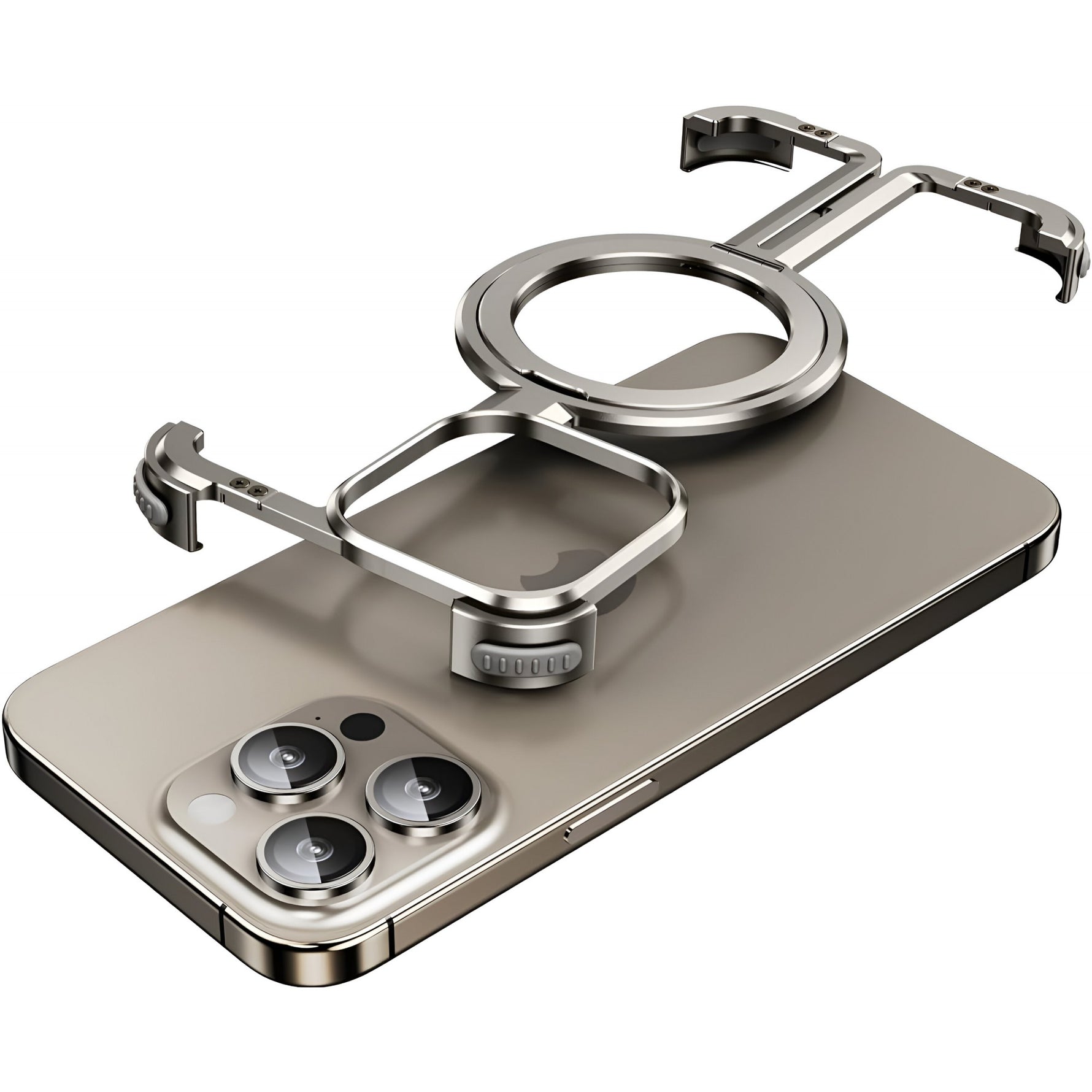 Husa MagSafe Metalica Compatibila cu iPhone 15 Pro, Flippy, Clear Case, Aliaj de Aluminiu, cu Magnet, fara Rama,
