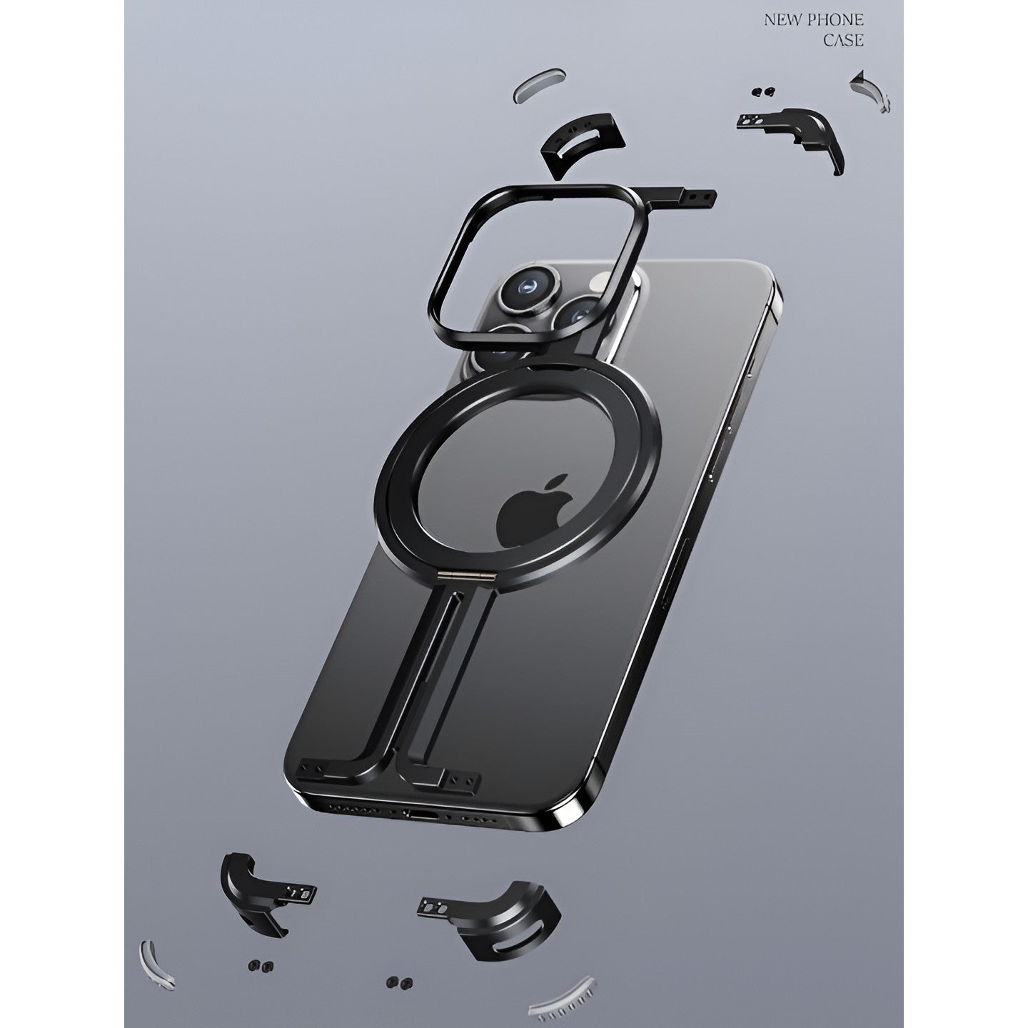 Husa MagSafe Metalica Compatibila cu iPhone 15 Pro Max, Flippy, Clear Case, Aliaj de Aluminiu, cu Magnet, fara Rama,