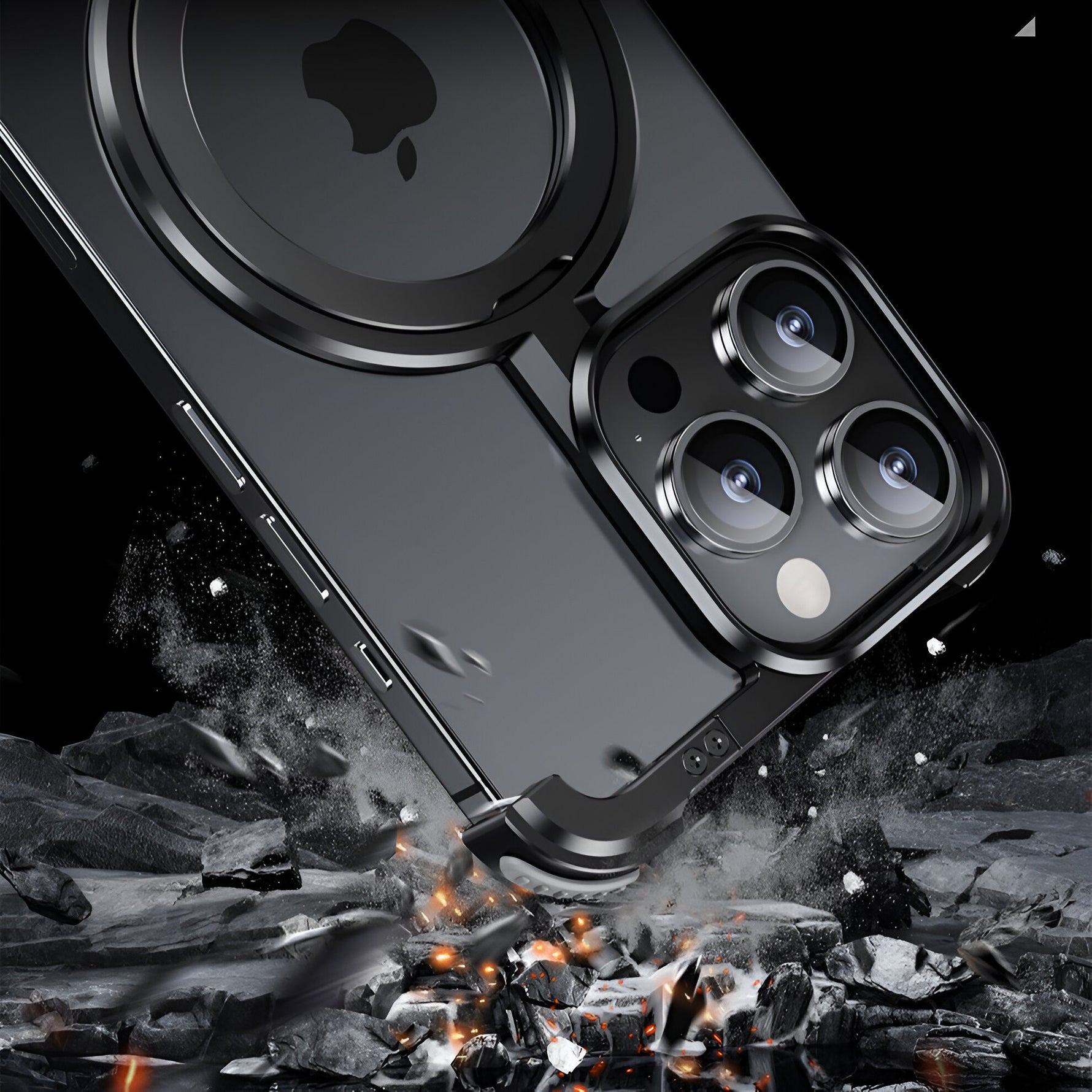 Husa MagSafe Metalica Compatibila cu iPhone 15 Pro Max, Flippy, Clear Case, Aliaj de Aluminiu, cu Magnet, fara Rama,