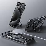 Husa MagSafe Metalica Compatibila cu iPhone 15 Pro Max, Flippy, Clear Case, Aliaj de Aluminiu, cu Magnet, fara Rama,