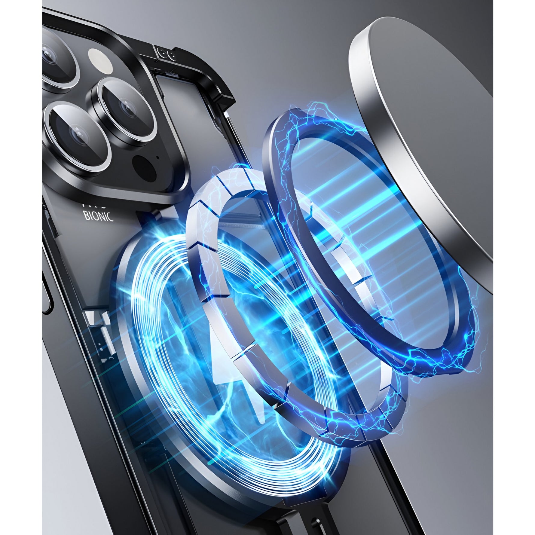 Husa MagSafe Metalica Compatibila cu iPhone 15 Pro Max, Flippy, Clear Case, Aliaj de Aluminiu, cu Magnet, fara Rama,